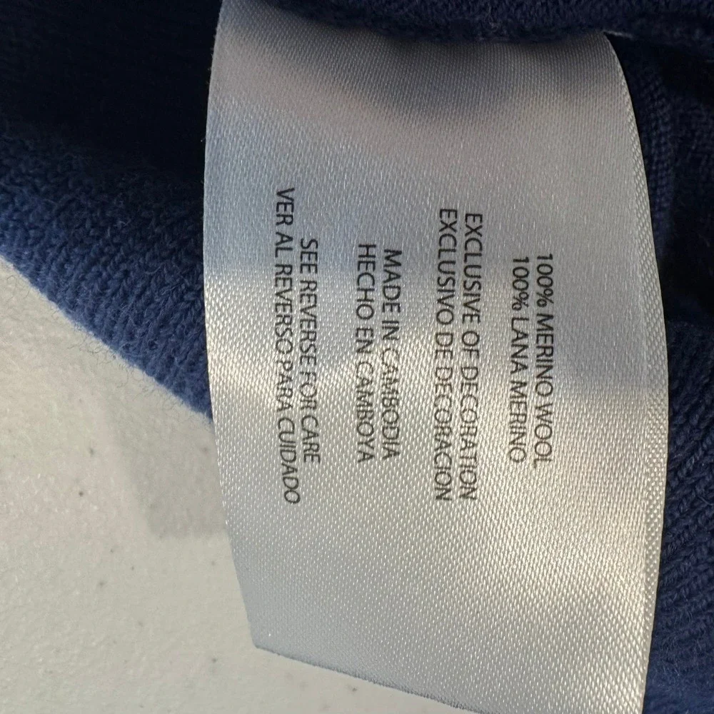 Banana Republic Mens Navy Blue 100% Merino Wool Crewneck Sweater Size S Small